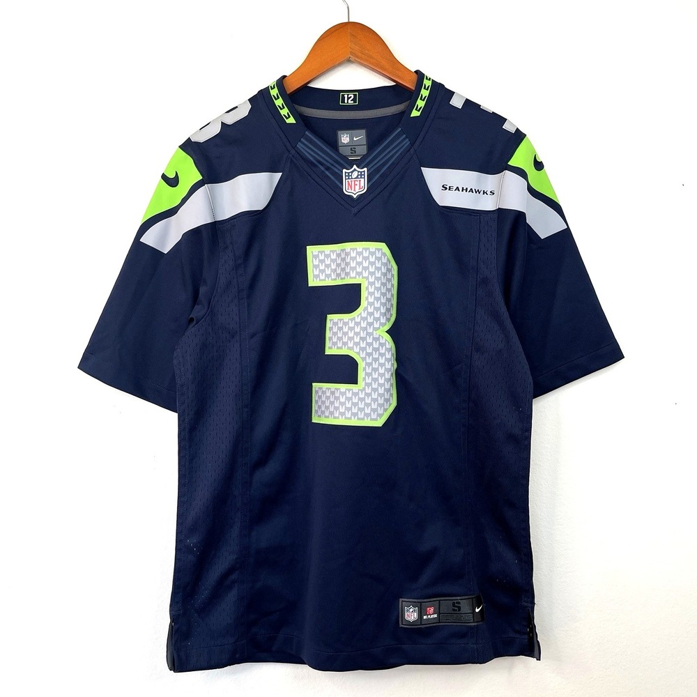 NFL Mens Seattle Seahawks #3 Russell Wilson Nike Jersey Size S  Blue Football